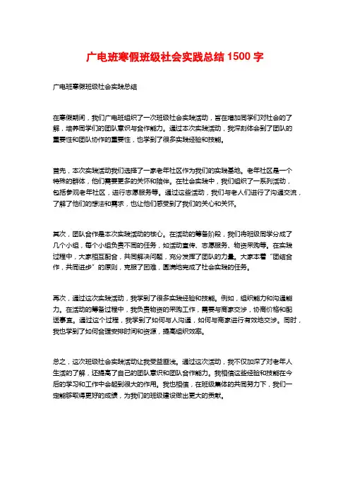广电班寒假班级社会实践总结