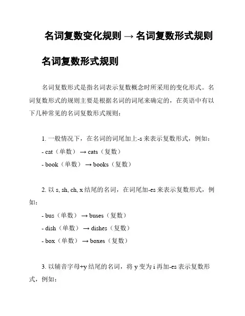 名词复数变化规则 → 名词复数形式规则