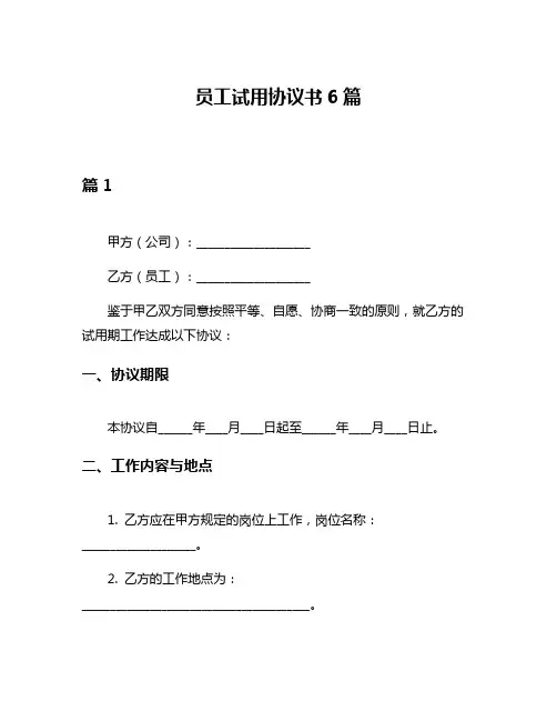 员工试用协议书6篇