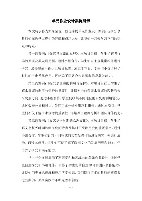 单元作业设计案例展示