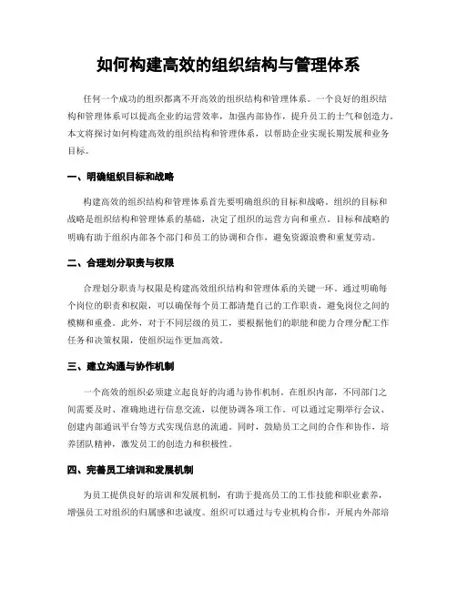 如何构建高效的组织结构与管理体系