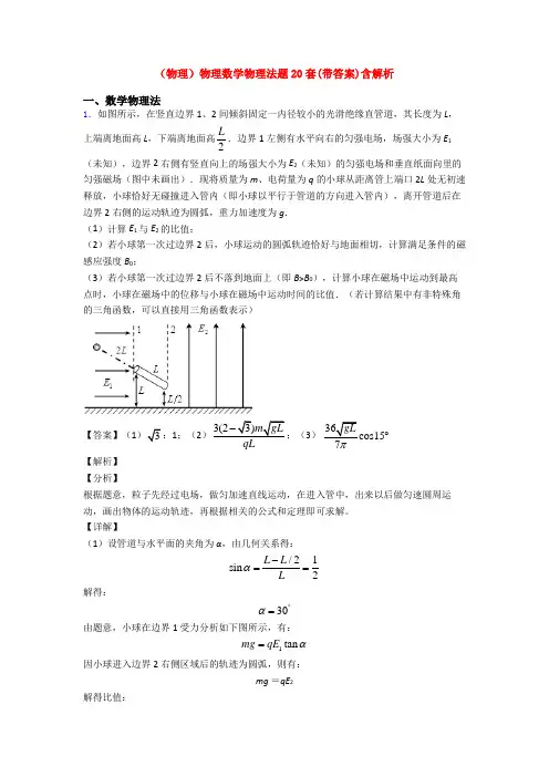 (物理)物理数学物理法题20套(带答案)含解析