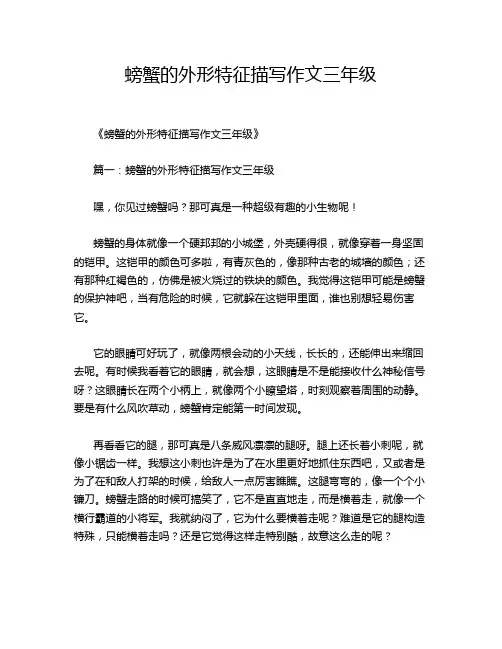 螃蟹的外形特征描写作文三年级