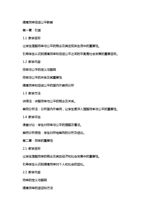 提高效率促进公平教案