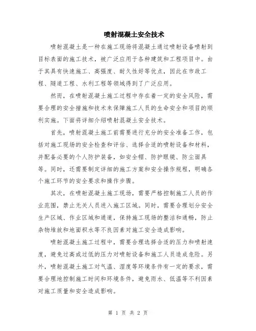 喷射混凝土安全技术