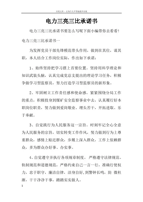 电力三亮三比承诺书