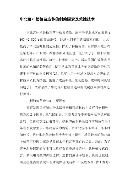 华北落叶松植苗造林的制约因素及关键技术-精选文档