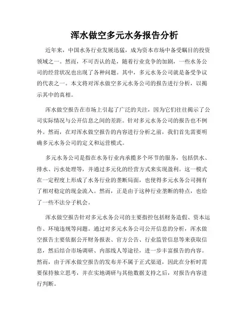 浑水做空多元水务报告分析