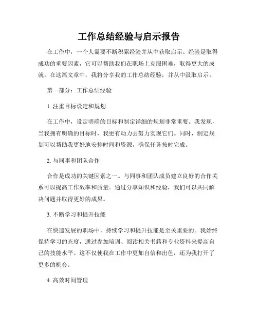 工作总结经验与启示报告