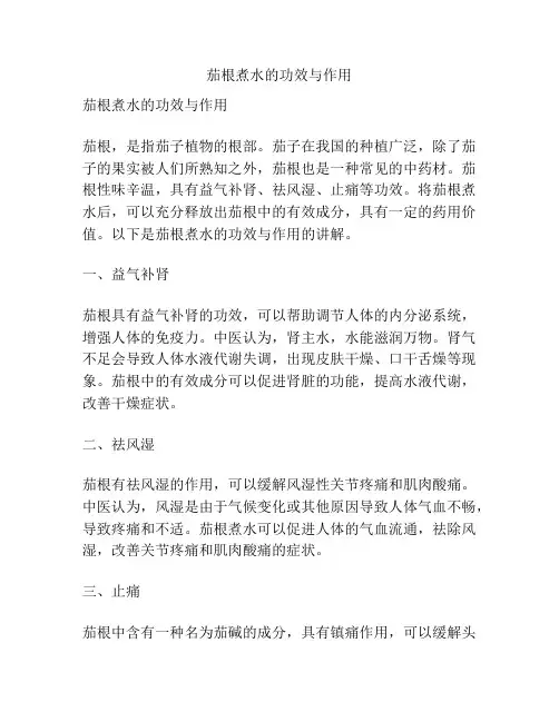茄根煮水的功效与作用