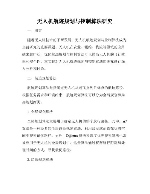 无人机航迹规划与控制算法研究