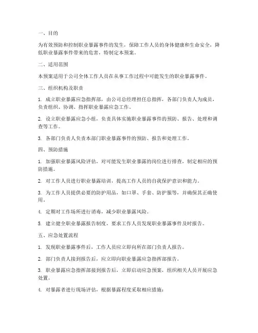 职业暴露的应急预案