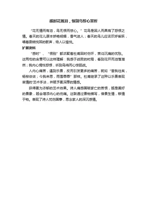 感时花溅泪，恨别鸟惊心赏析