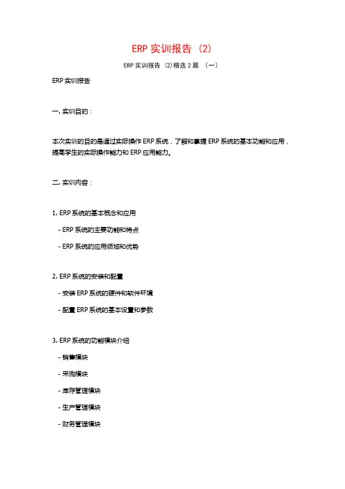 ERP实训报告2篇
