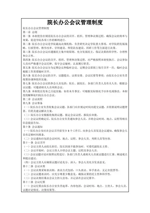 院长办公会议管理制度