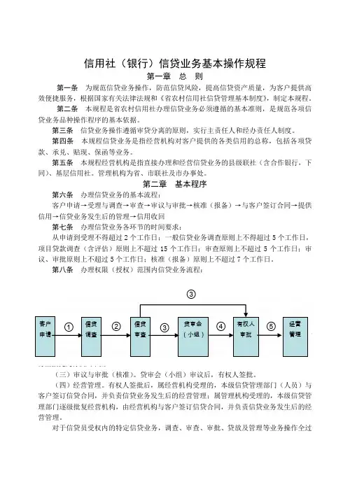 信用社(银行)信贷业务基本操作规程14页word