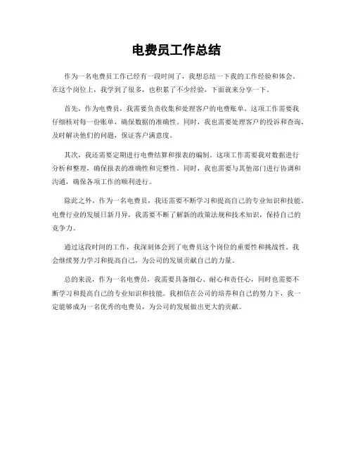 电费员工作总结