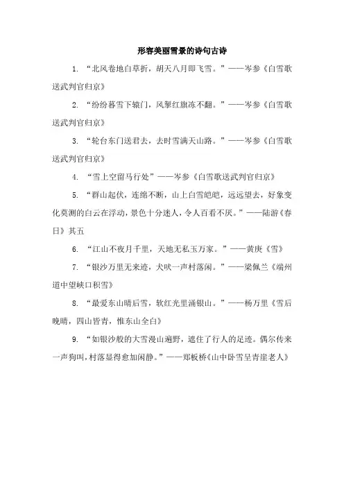 形容美丽雪景的诗句古诗