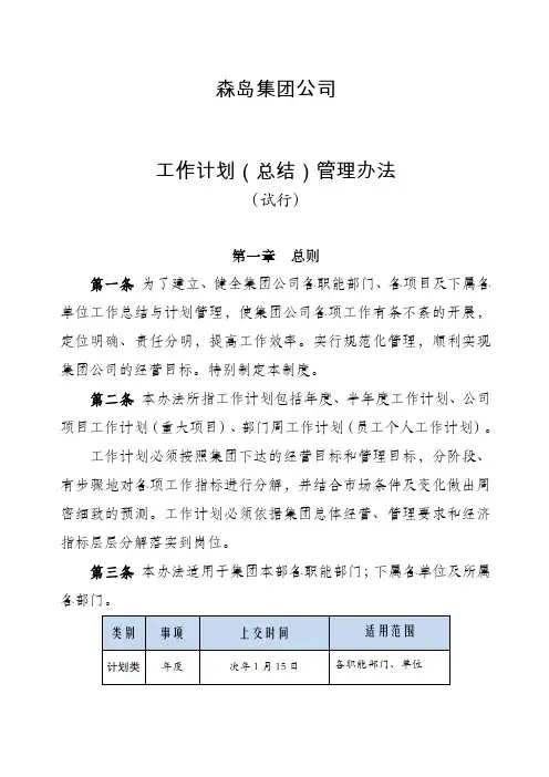 工作计划管理办法