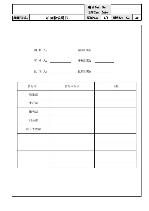 QC岗位说明书