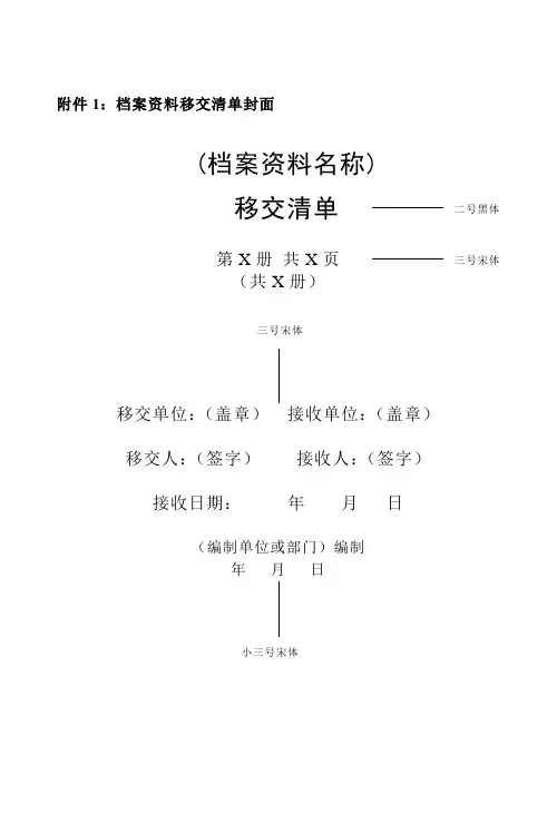 档案资料移交清单封面