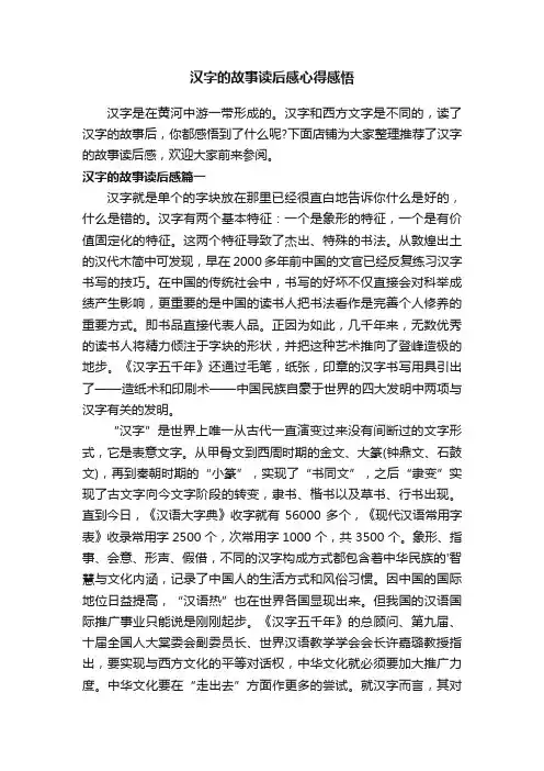 汉字的故事读后感心得感悟