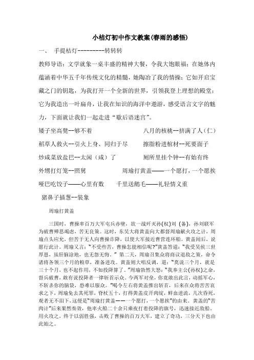 小桔灯初中作文教案.(春雨的感悟)