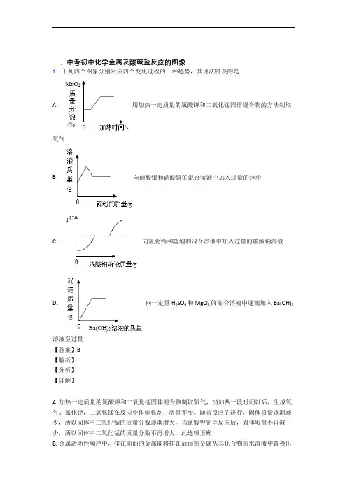 2020-2021中考化学金属及酸碱盐反应的图像-经典压轴题附答案解析