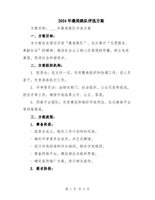 2024年最美路队评选方案