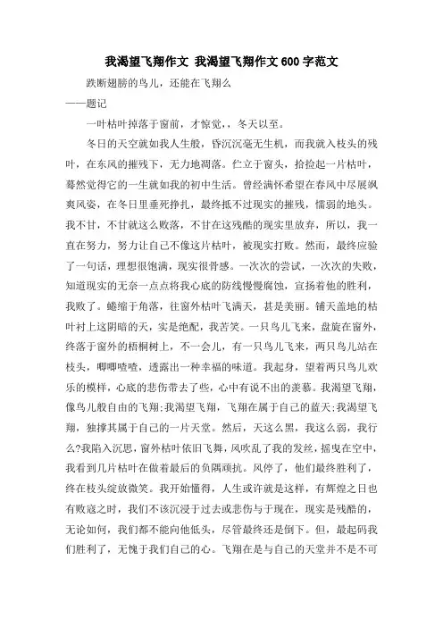 我渴望飞翔作文 我渴望飞翔作文600字范文