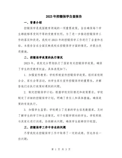 2023年控辍保学自查报告