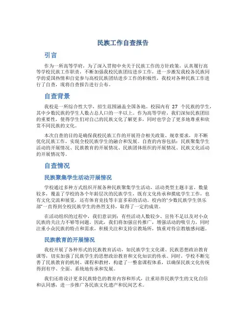 民族工作自查报告