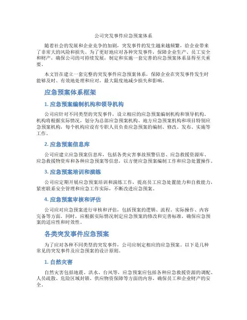 公司突发事件应急预案体系