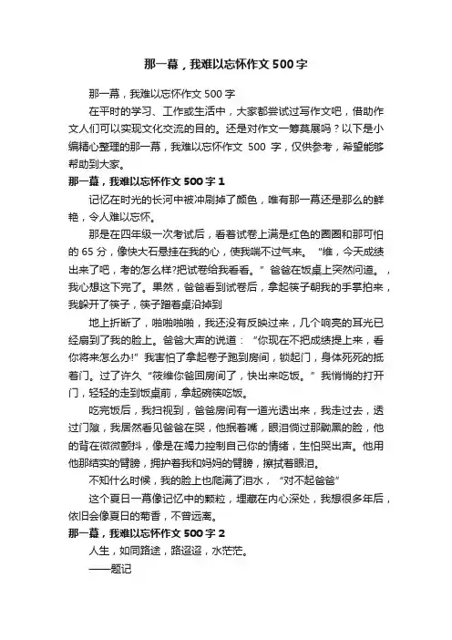 那一幕，我难以忘怀作文500字