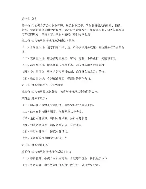 合营公司财务管理制度