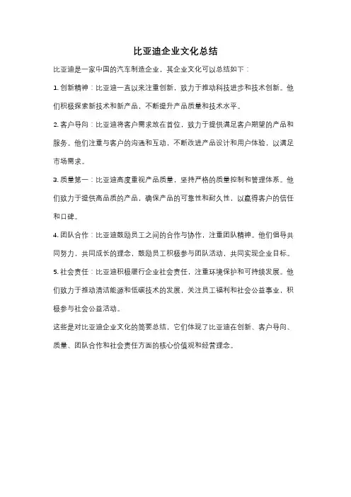 比亚迪企业文化总结