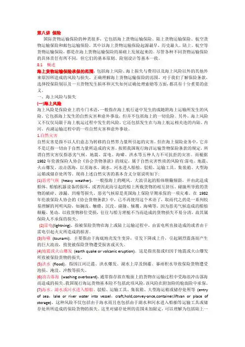 国际货物运输保险考点总结
