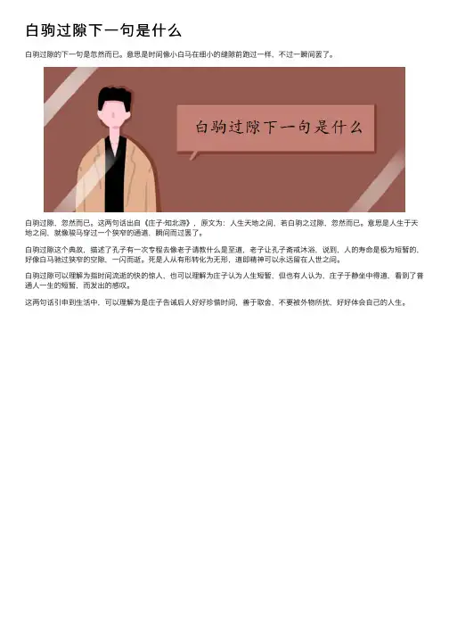 白驹过隙下一句是什么