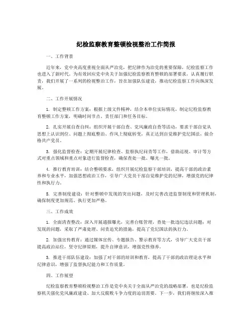 纪检监察教育整顿检视整治工作简报