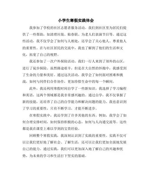 小学生寒假实践体会