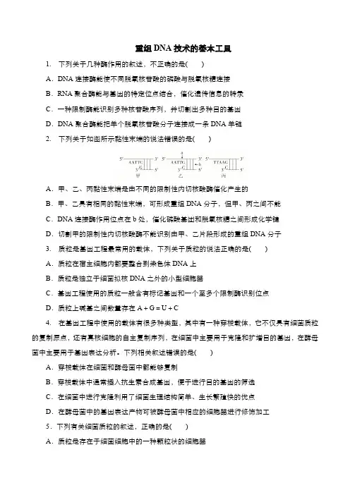 重组DNA技术的基本工具  练习题