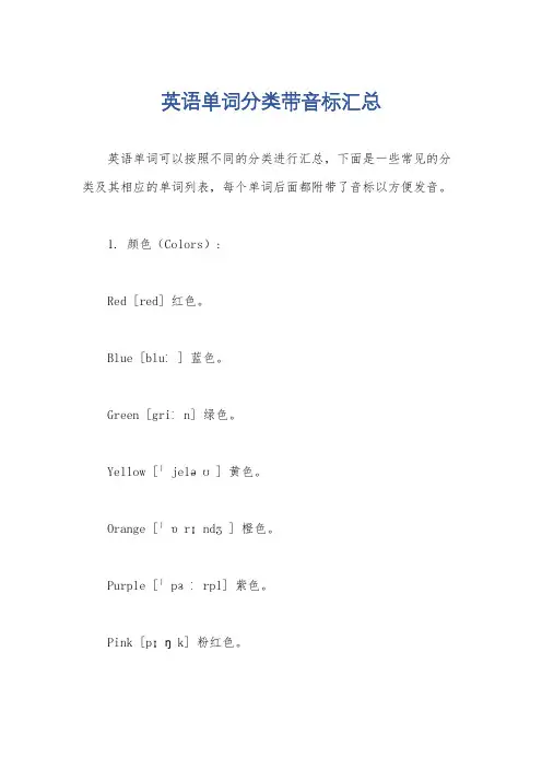 英语单词分类带音标汇总
