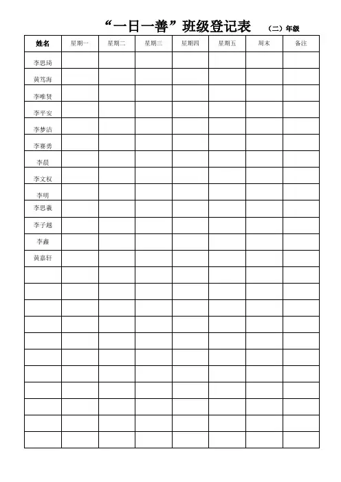 “一日一善”登记表