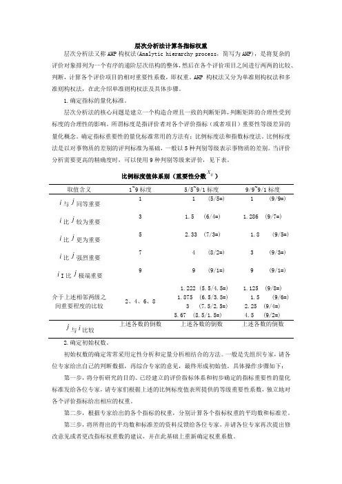 层次分析法计算权重