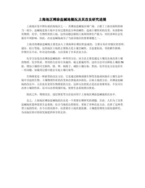 上海地区滩涂盐碱地概况及其改良研究进展