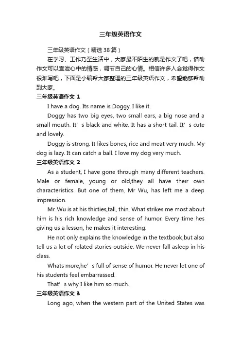 三年级英语作文（精选38篇）