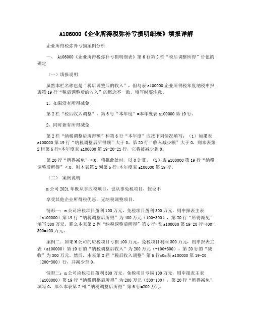 A106000《企业所得税弥补亏损明细表》填报详解
