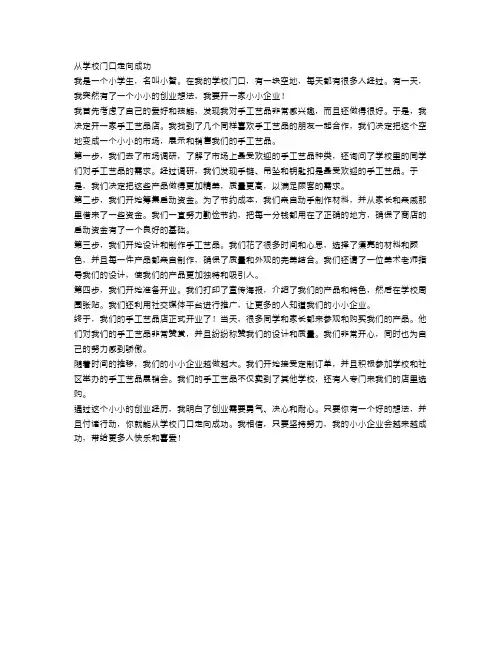 小学生的小小企业家：从学校门口走向成功