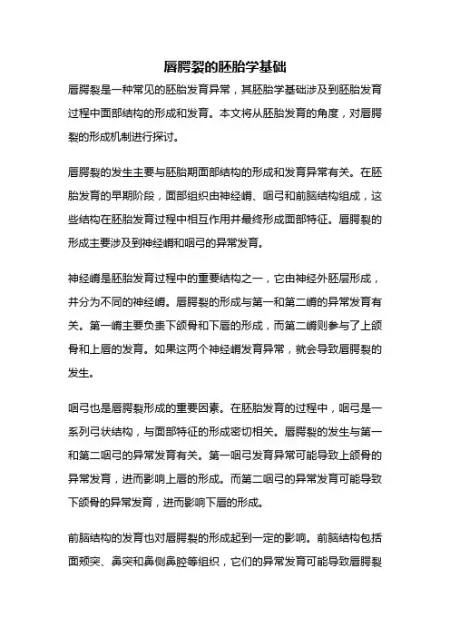 唇腭裂的胚胎学基础