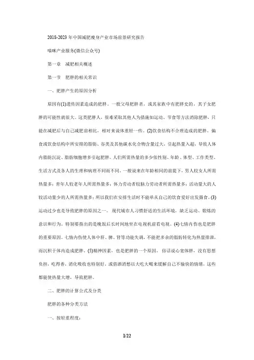 中国减肥瘦身产业市场前景研究报告